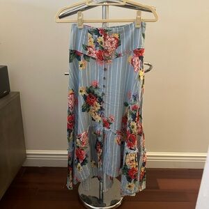 Maeve/Anthorpologie Blue Floral Midi Skirt